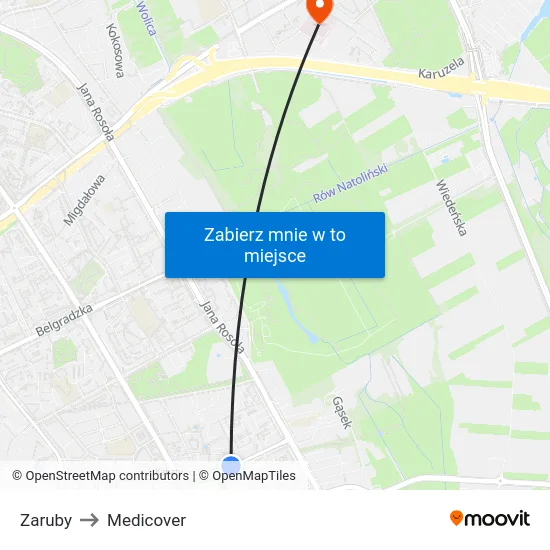 Zaruby to Medicover map