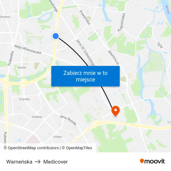 Warneńska to Medicover map