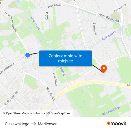 Ciszewskiego to Medicover map