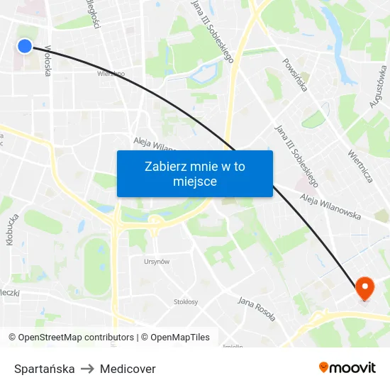 Spartańska to Medicover map