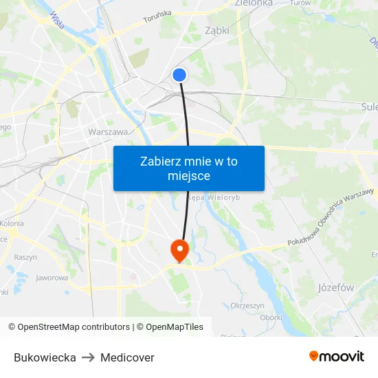 Bukowiecka to Medicover map