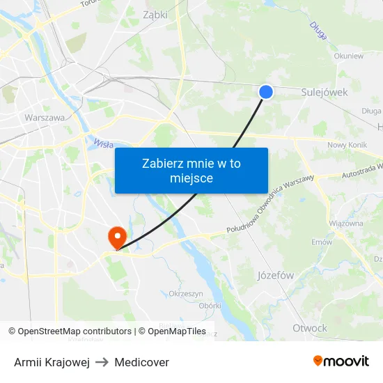 Armii Krajowej to Medicover map