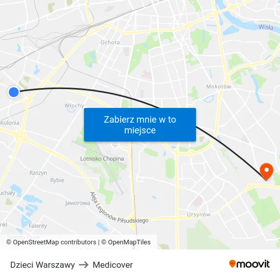 Dzieci Warszawy to Medicover map
