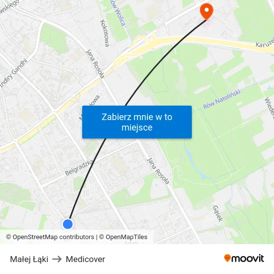 Małej Łąki to Medicover map