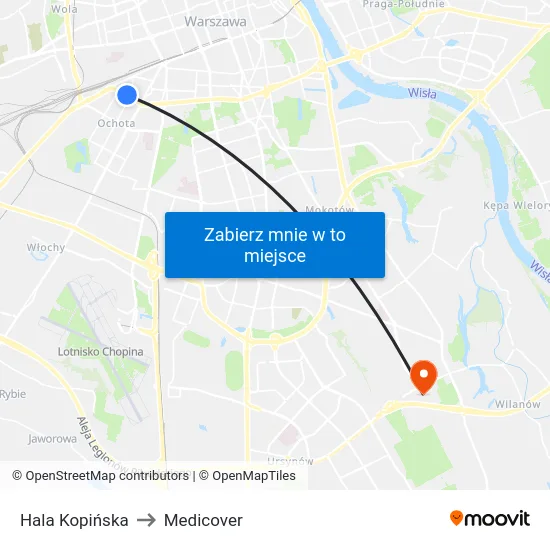 Hala Kopińska to Medicover map