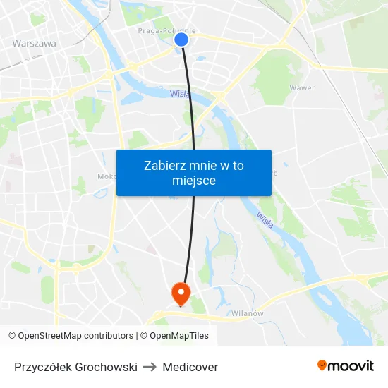 Przyczółek Grochowski to Medicover map