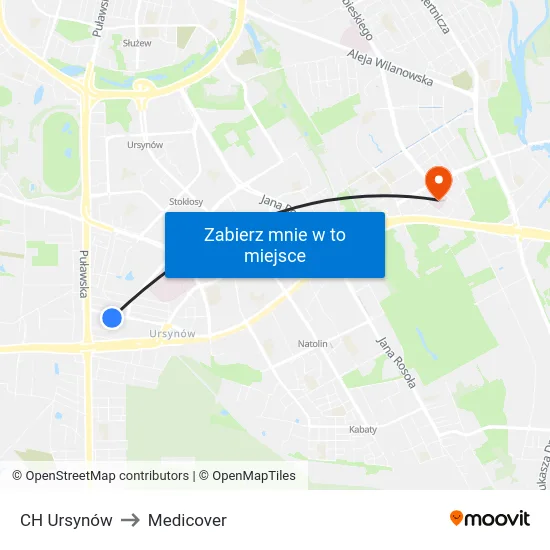 CH Ursynów to Medicover map