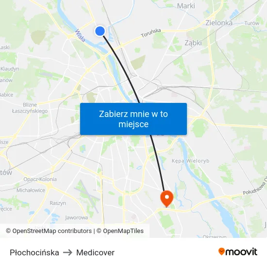 Płochocińska to Medicover map