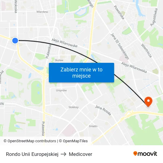 Rondo Unii Europejskiej to Medicover map