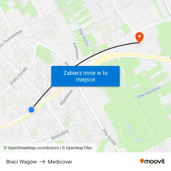 Braci Wagów to Medicover map