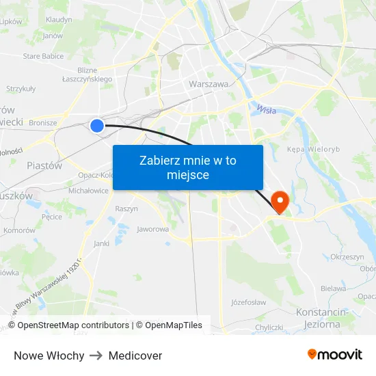 Nowe Włochy to Medicover map
