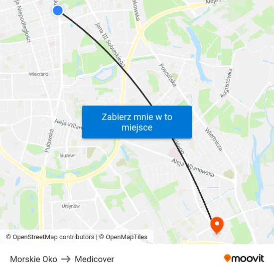 Morskie Oko to Medicover map
