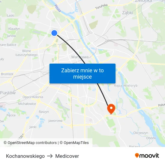 Kochanowskiego to Medicover map
