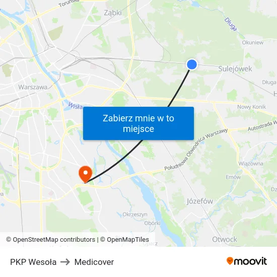 PKP Wesoła to Medicover map