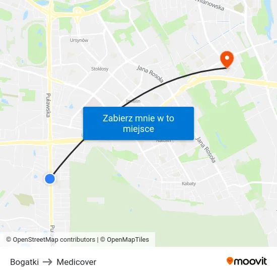 Bogatki to Medicover map