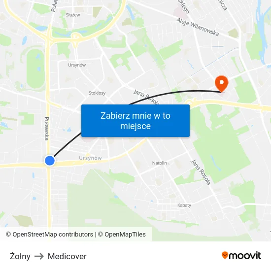 Żołny to Medicover map
