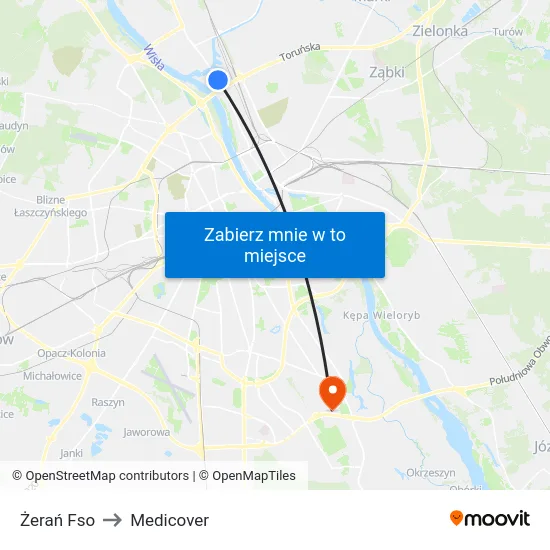 Żerań Fso to Medicover map