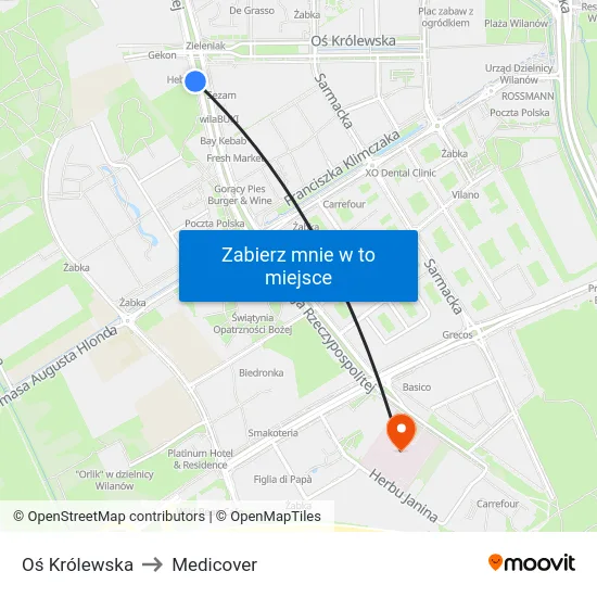 Oś Królewska to Medicover map