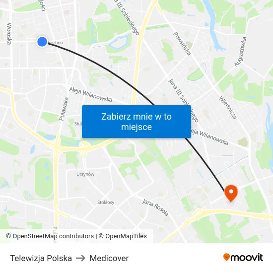 Telewizja Polska to Medicover map
