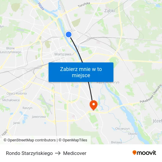 Rondo Starzyńskiego to Medicover map