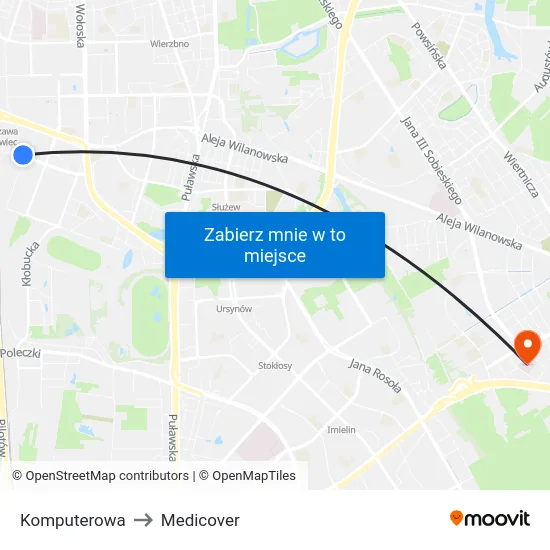 Komputerowa to Medicover map