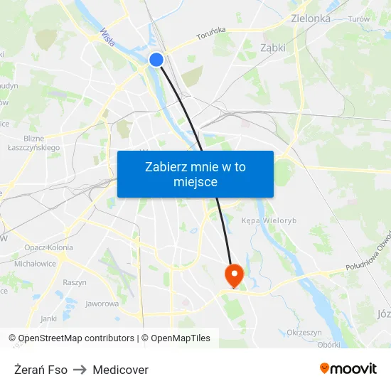 Żerań Fso to Medicover map