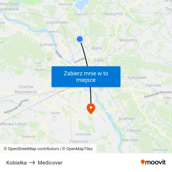 Kobiałka to Medicover map