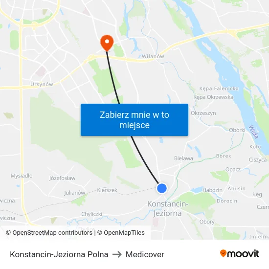 Konstancin-Jeziorna Polna to Medicover map