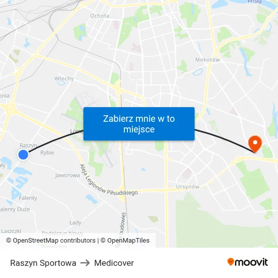 Raszyn Sportowa to Medicover map