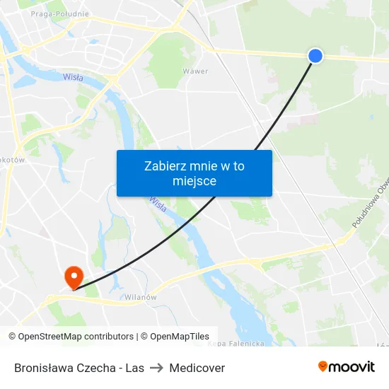 Bronisława Czecha - Las to Medicover map