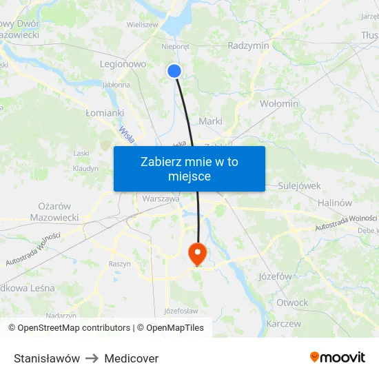 Stanisławów to Medicover map