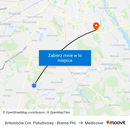 Antoninów Cm. Południowy - Brama Płd. to Medicover map