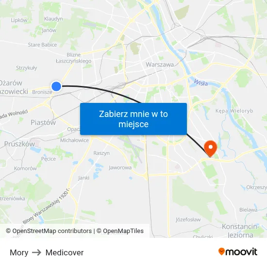 Mory to Medicover map