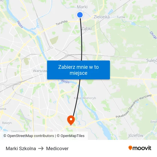 Marki Szkolna to Medicover map