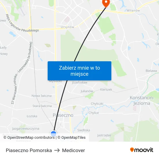 Piaseczno Pomorska to Medicover map