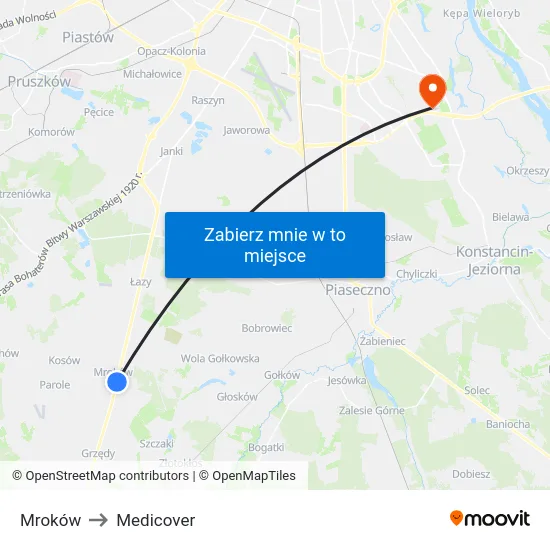 Mroków to Medicover map
