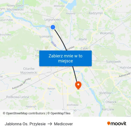 Jabłonna Os. Przylesie to Medicover map