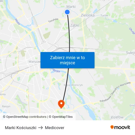 Marki Kościuszki to Medicover map
