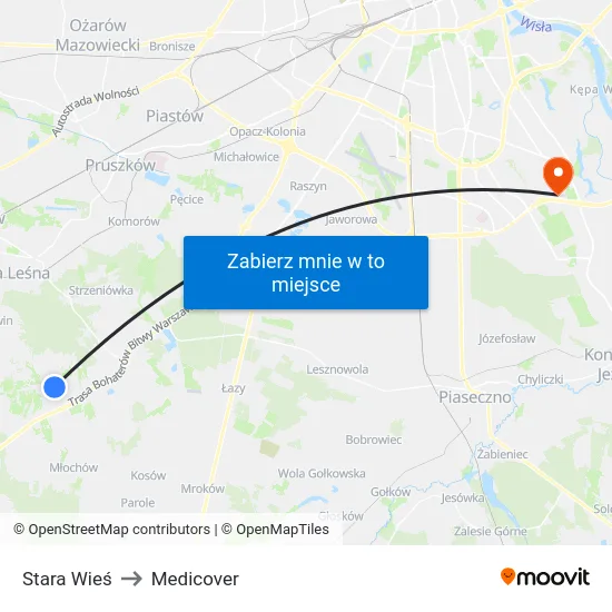 Stara Wieś to Medicover map