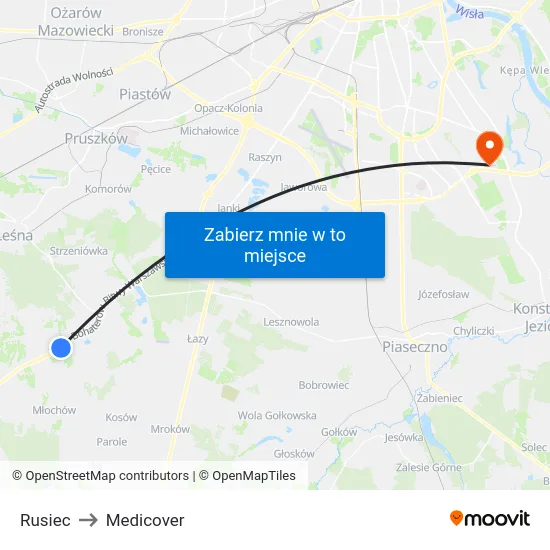 Rusiec to Medicover map