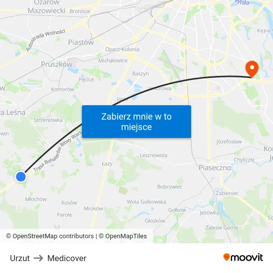Urzut to Medicover map