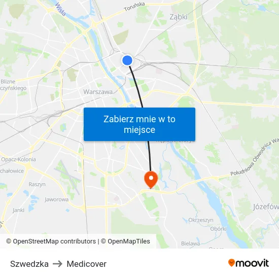Szwedzka to Medicover map