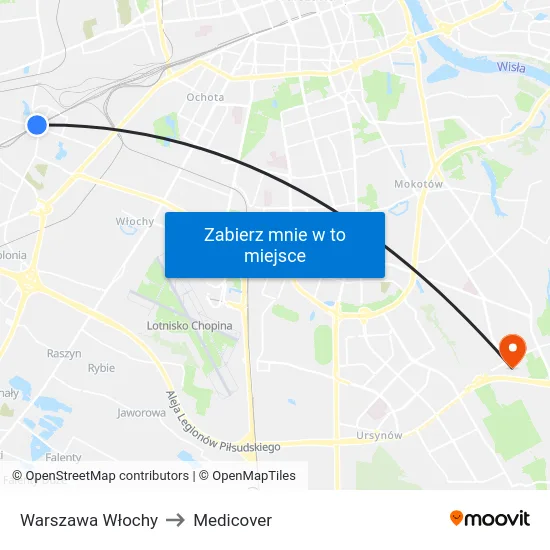 Warszawa Włochy to Medicover map