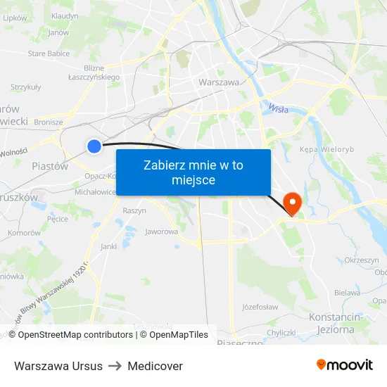 Warszawa Ursus to Medicover map