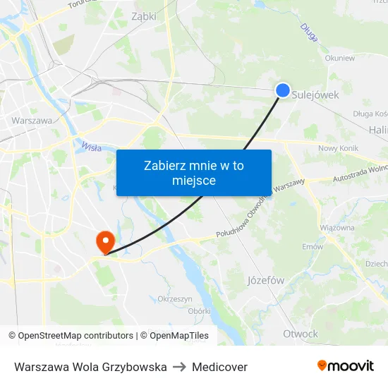 Warszawa Wola Grzybowska to Medicover map