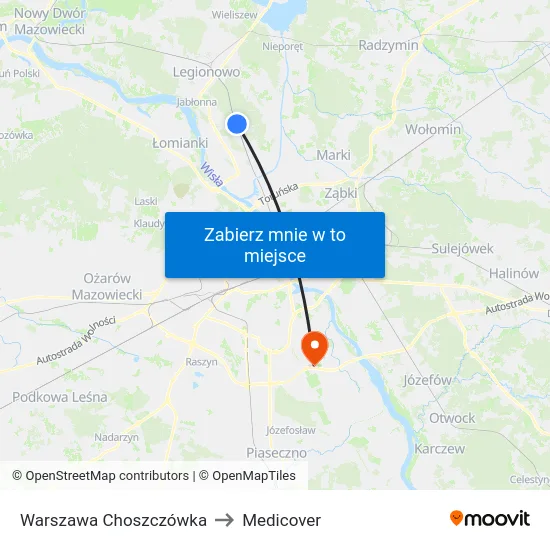 Warszawa Choszczówka to Medicover map