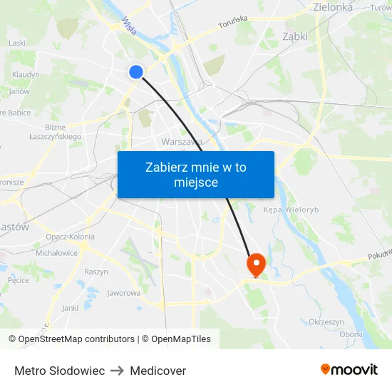 Metro Słodowiec to Medicover map