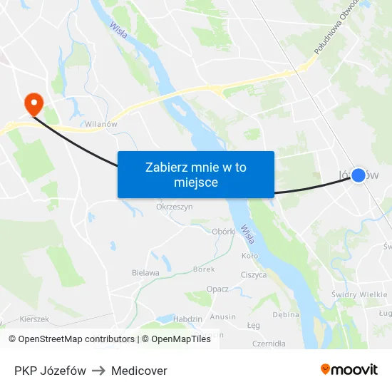 PKP Józefów to Medicover map