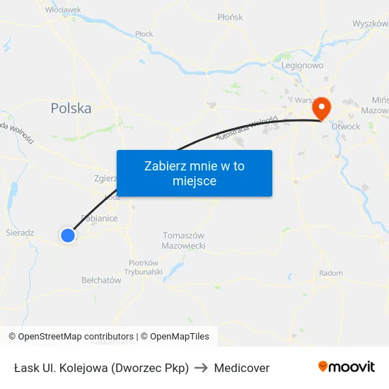 Łask Ul. Kolejowa (Dworzec Pkp) to Medicover map