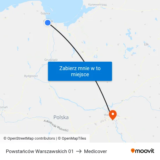 Powstańców Warszawskich 01 to Medicover map